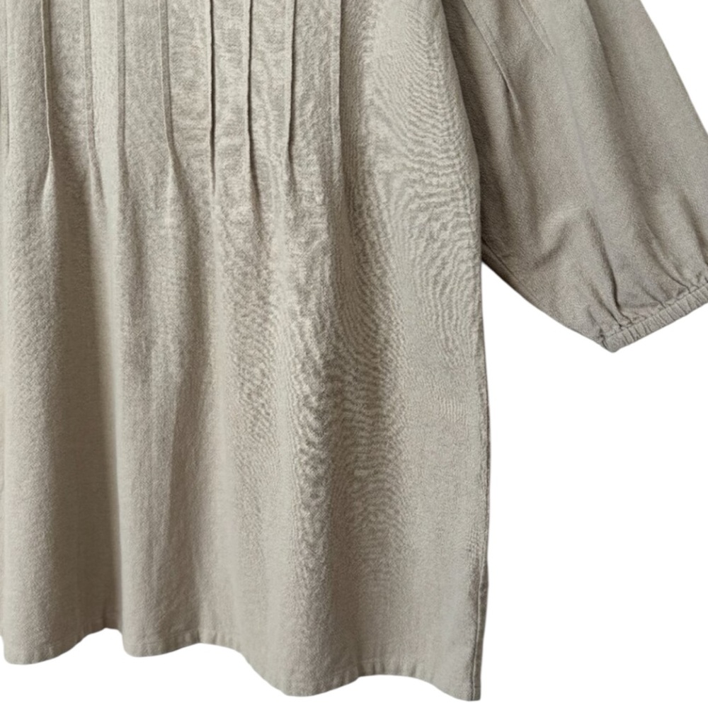 SOFT SURROUNDINGS Pintuck Peasant Boho Natural Cotton Longline Tunic in Tan MED - Picture 7 of 12